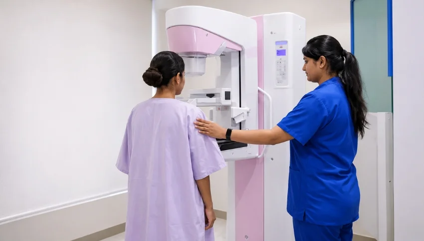 Mammography breast imaging scan at Super Scan Advanced Diagnostic Centre in Surat